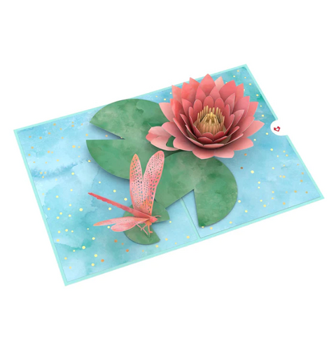 Lovepop Pop-up Card: Water Lily Dragonfly (pink)