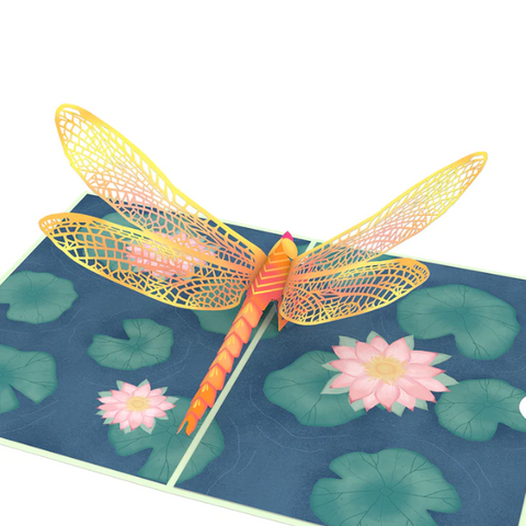 Lovepop Pop-up Card: Dragonfly on Water Lily (yellow)