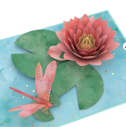 Lovepop Pop-up Card: Water Lily Dragonfly (pink)