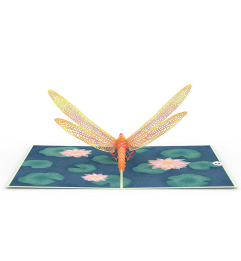 Lovepop Pop-up Card: Dragonfly on Water Lily (yellow)