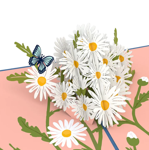 Lovepop Pop-up Card: Daisies with Blue Morpho
